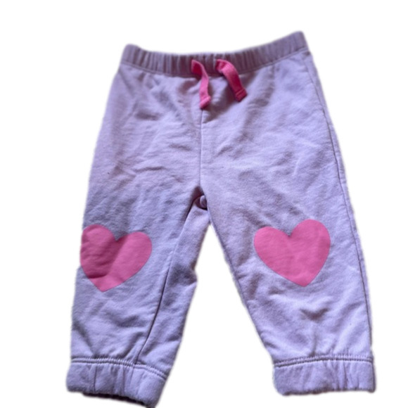3/$20 Joe fresh 3-6 month pants drawstring purple and pink with hearts - Picture 1 of 3